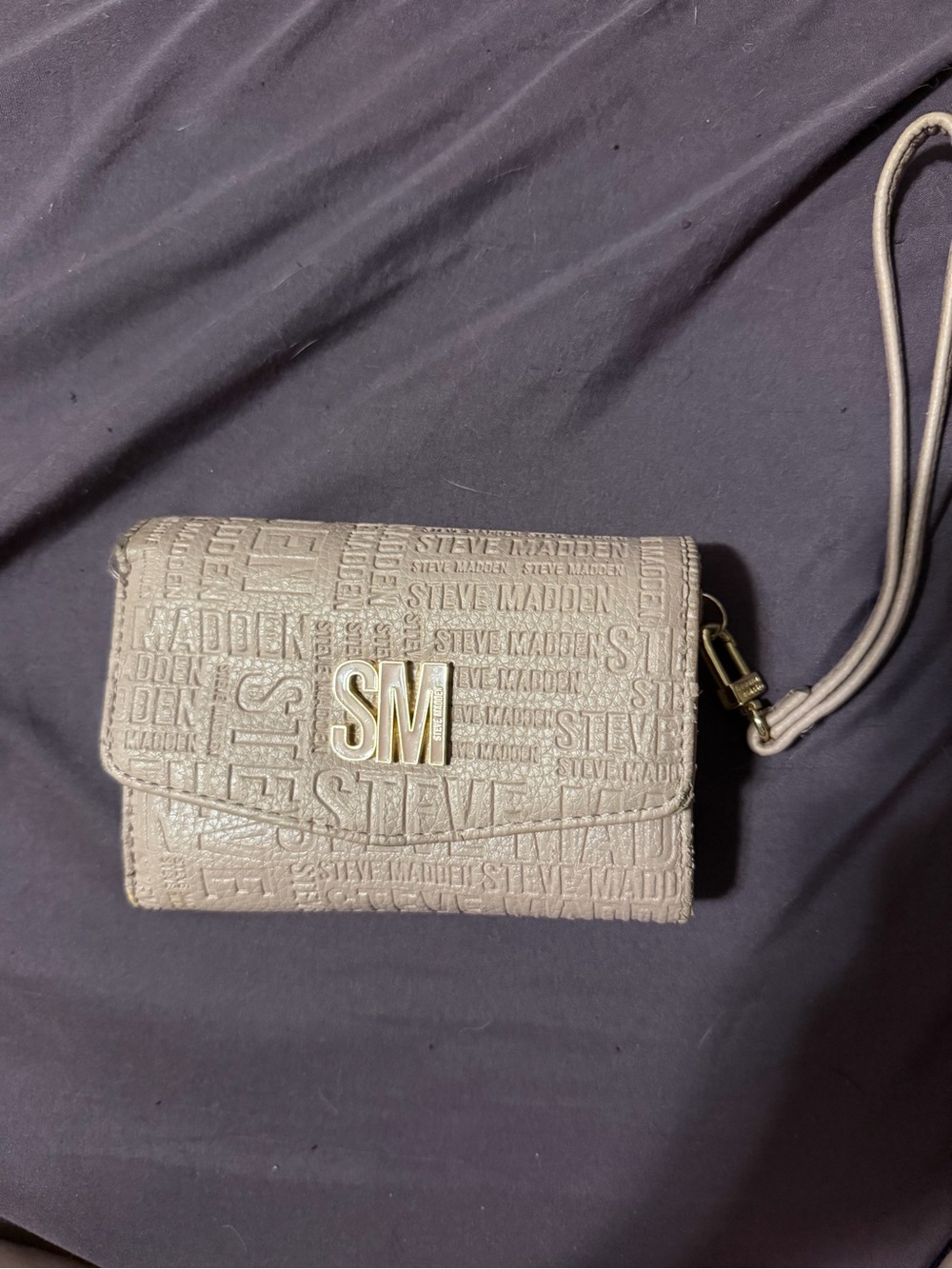 Steve Madden Taupe Embossed SM Wristlet Crossbody